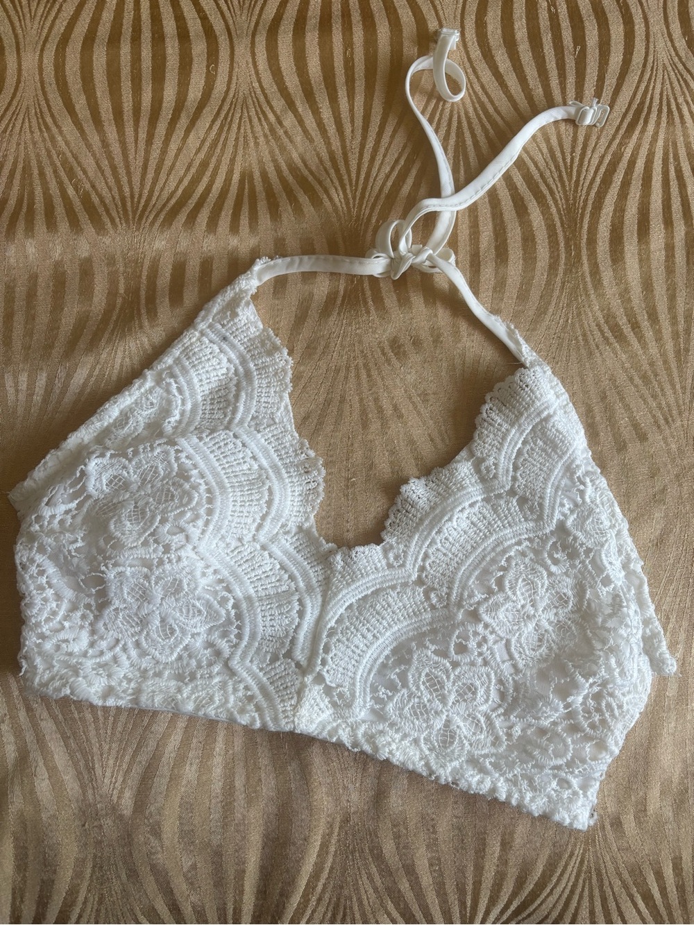 White Crochet Floral Lace Crop Halter Style Top ResortWear,Summer,Vacation XS